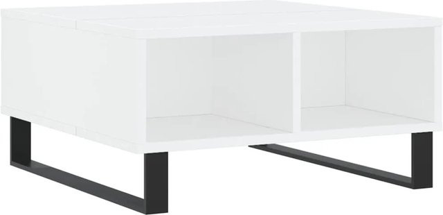 vidaXL Couchtisch Weiß in Eiche-Optik aus Holzwerkstoff und Eisen, B/T/H: 60 x 60 x 30 cm - Bild 1