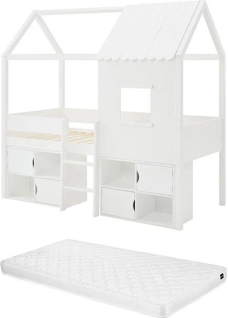 Vente-unique Hausbett Valeskia für Kinder aus Kiefer und MDF, Weiß, B/T: 90 x 190 cm - Bild 1