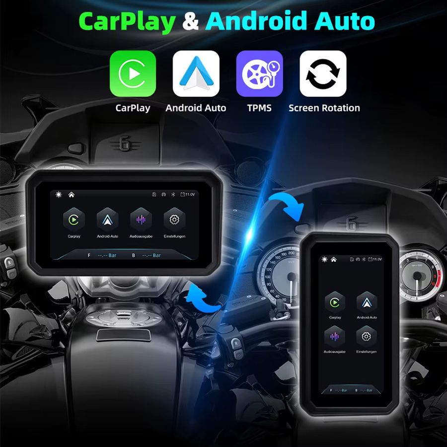 EKIY Kabelloses CarPlay und Android Auto Motorrad-Navigationssystem mit 6,0 Zoll Display und GPS in Schwarz - Bild 2