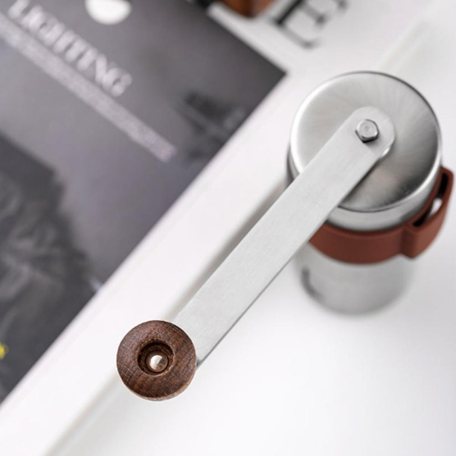 Neoglint Manuelle Handkaffeemühle mit Keramikmahlwerk und Holzhalter in Silber und Schwarz - Bild 4