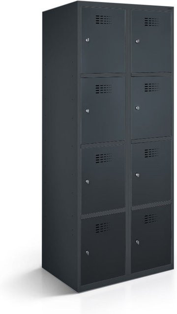 rotstahl Fächerschrank mit 8 Fächern und Schließsystem, anthrazit, B/T/H: 60 x 50 x 180 cm - Bild 1
