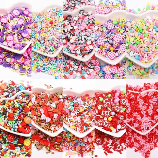 Polymer Clay Streusel Herz, Rosa Rot, 20g, Nageldekoration - Bild 1