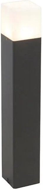 QAZQA Stehende Außenlampe Schwarz mit weißem Schirm aus Aluminium für Garten und Terrasse, IP44, dimmbar, E27, Höhe: 50 cm - Bild 1