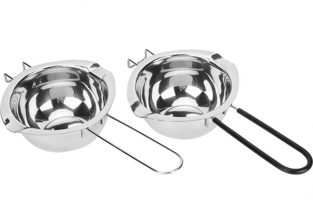 CosyHome 2er-Set Edelstahl Schmelztopf mit Ausgießer in Weiß, 400 ml - Bild 1