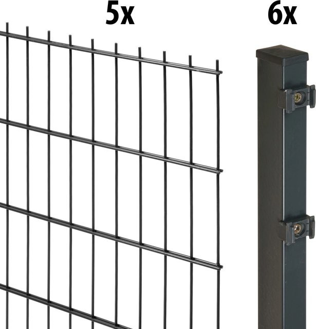 Floraworld Doppelstabmatten-Set aus Stahl in Anthrazit, Höhe: 80 cm, Länge: 10 m - Bild 1