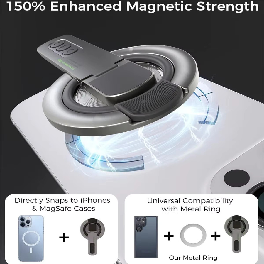 XMSJ MagSafe Handy-Griffständer und magnetischer Auto-Handyhalter 3-in-1 mit Fingerringhalter und Zappelspielzeug-Design in Schwarz - Bild 4