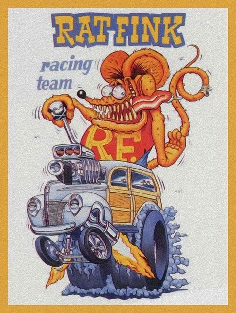 Wisesign Metallschild Rat Fink Racing Team Ed Roth Retro Design, B: 20,0 cm, H: 14,0 cm, T: 14,0 cm, Mehrfarbig - Bild 1