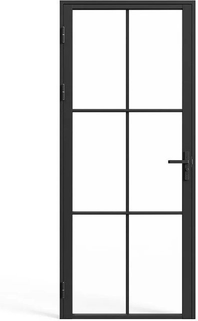 Vente-unique Tür-Komplettset Seroto in Schwarz mit Glas und Aluminium, Breite: 83 cm - Bild 1