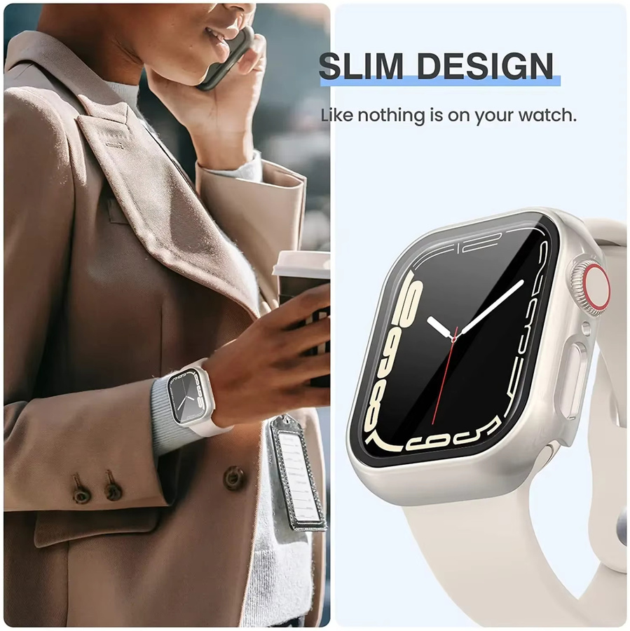 3er-Pack PEO Displayschutzfolie aus gehärtetem Glas für Apple Watch in Transparent und Schwarz - Bild 3