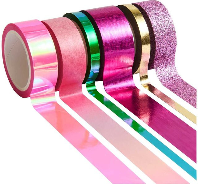 Rico Design Paper Poetry Washi Tape Set Glamour in Rosa Pink und Grün - Bild 1
