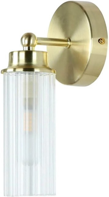 Licht-Erlebnisse Wandlampe für das Badezimmer in Messing mit Glas, IP44, Höhe: 22 cm, G9 Fassung - Bild 1