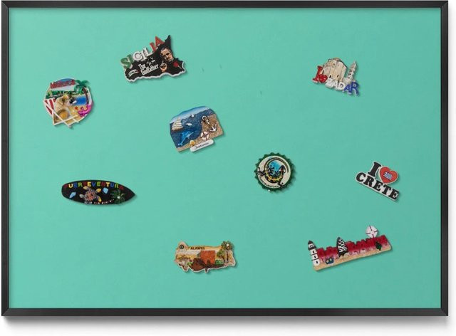 Tulup Magnettafel für die Wand aus Metall in Mintgrün mit schwarzem Rahmen B: 100 cm, H: 70 cm - Bild 1