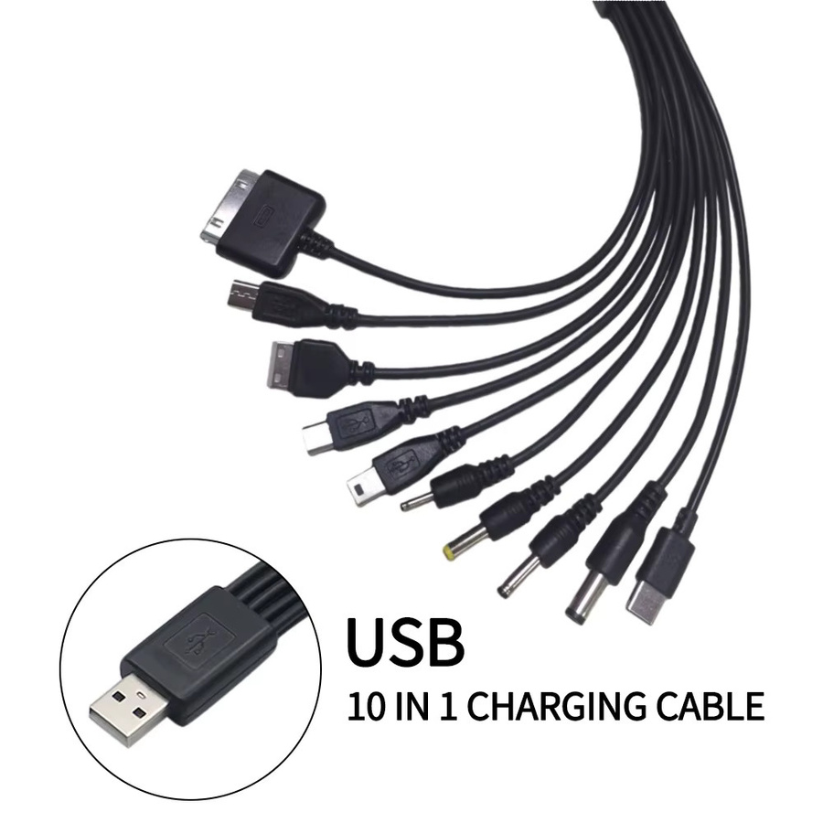 10-in-1 Universal USB-Kabel in Schwarz als multifunktionales Ladedatenkabel für Motorola, Nokia, Samsung und Sony mit USB-A Anschluss - Bild 6