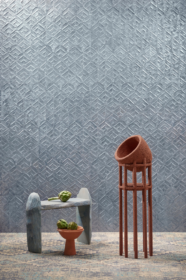 Arte Wallpaper Abalone Riverbank in Blau mit Capiz-Muscheln und geometrischem Design - Bild 1