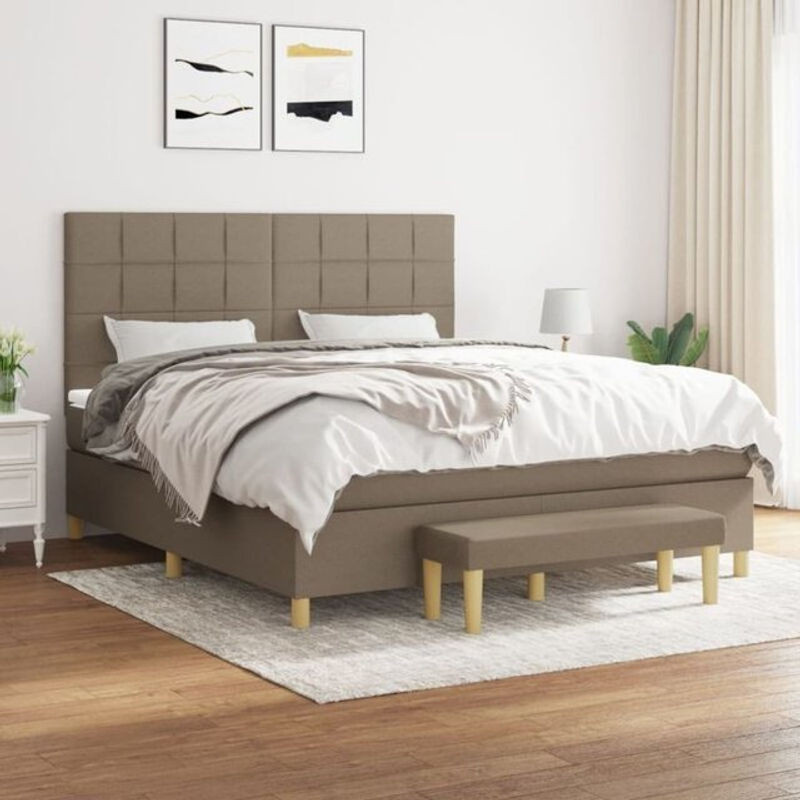 vidaxl Boxspringbett mit Matratze in Taupe meliert aus Stoff, B/T: 160 x 200 cm - Bild 1