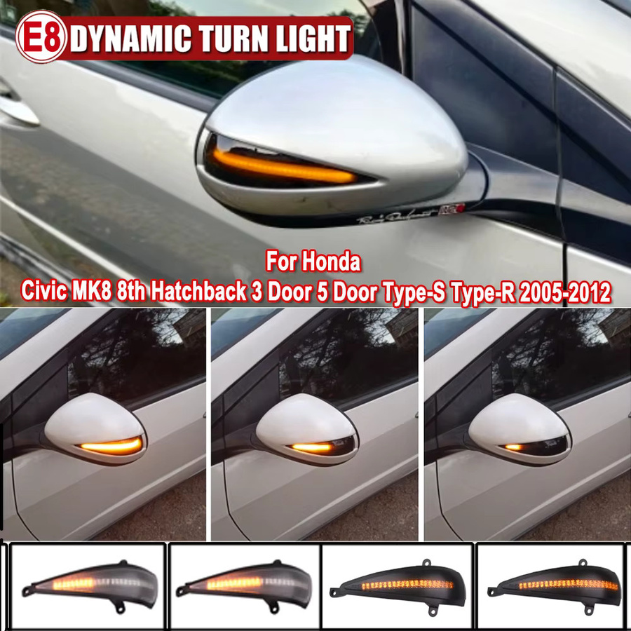 Malcayang LED-Seitenflügelspiegel mit dynamischem Blinker und Kontrollleuchte für Honda Civic 8. MK8 Typ-S Typ-R FN 1 2 3 FK 1 2 3 in Schwarz - Bild 4