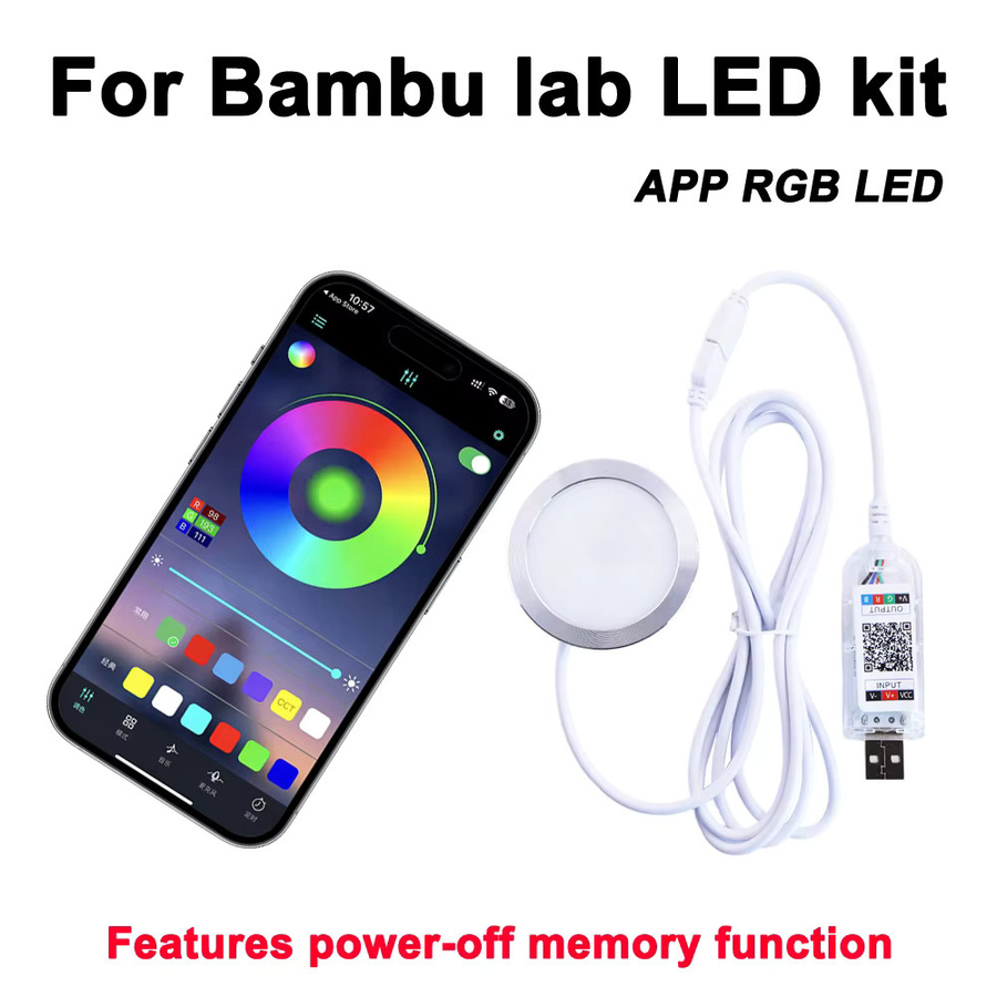 Sprouture Lab Lampen-Set 001 DIY-Modell mit RGB LED-Lichtset und Dimmer für Bambu Lab App, Multicolour - Bild 6