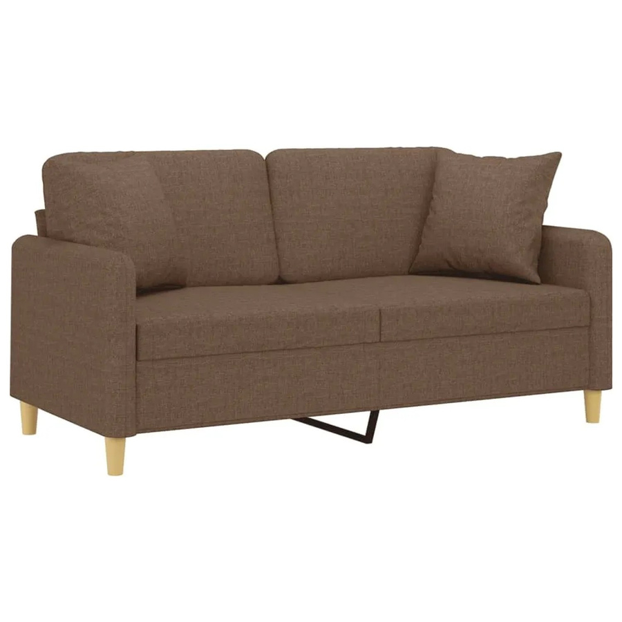 vidaXL 2-Sitzer-Sofa in Braun mit Zierkissen aus Stoff und Metallrahmen für dein Wohnzimmer - Bild 2