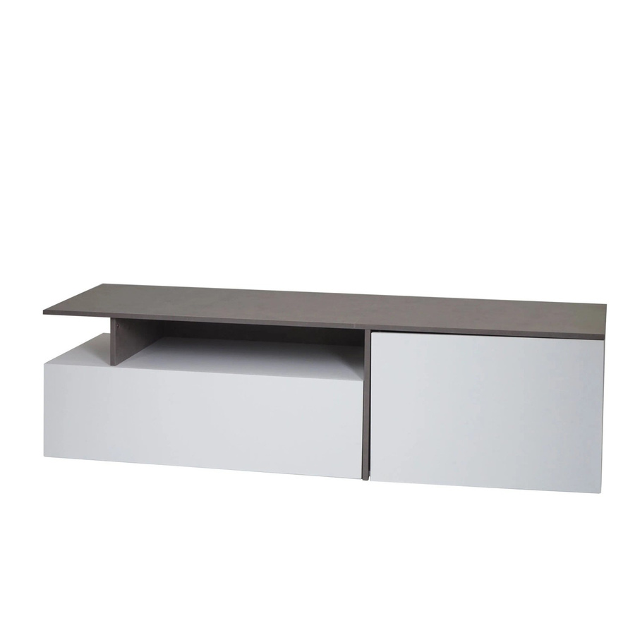 MCW TV-Rack L34 Lowboard in Beton-Optik Weiß und Grau aus Pappelholz, B/T/H: 161 x 45 x 40 cm - Bild 3