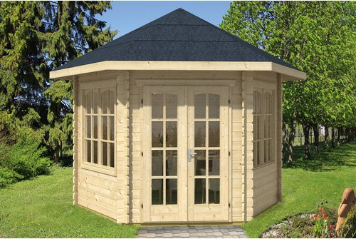 SKANHOLZ Pavillon Madeira 2 aus Fichte in Beige mit Spitzdach und Dacheindeckung, B/T: 350 x 373 cm - Bild 1