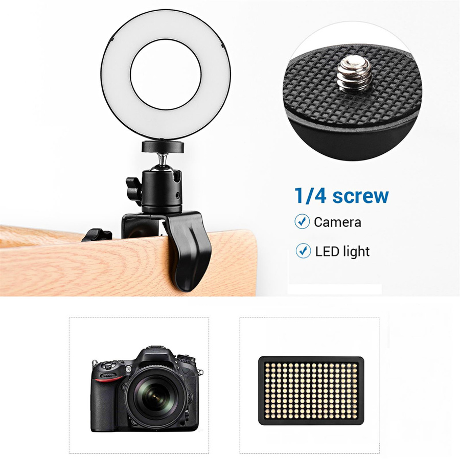 Andoer Super Clamp Mount U-förmige Befestigungsklemme mit drehbarem Kugelkopf für LED-Licht und Kamera, Schwarz - Bild 3