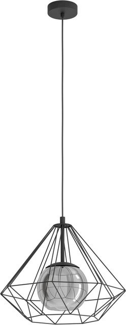 Eglo Pendelleuchte Vernham Schwarz mit Rauchglas und E27 Fassung, Durchmesser: 44,5 cm - Bild 1
