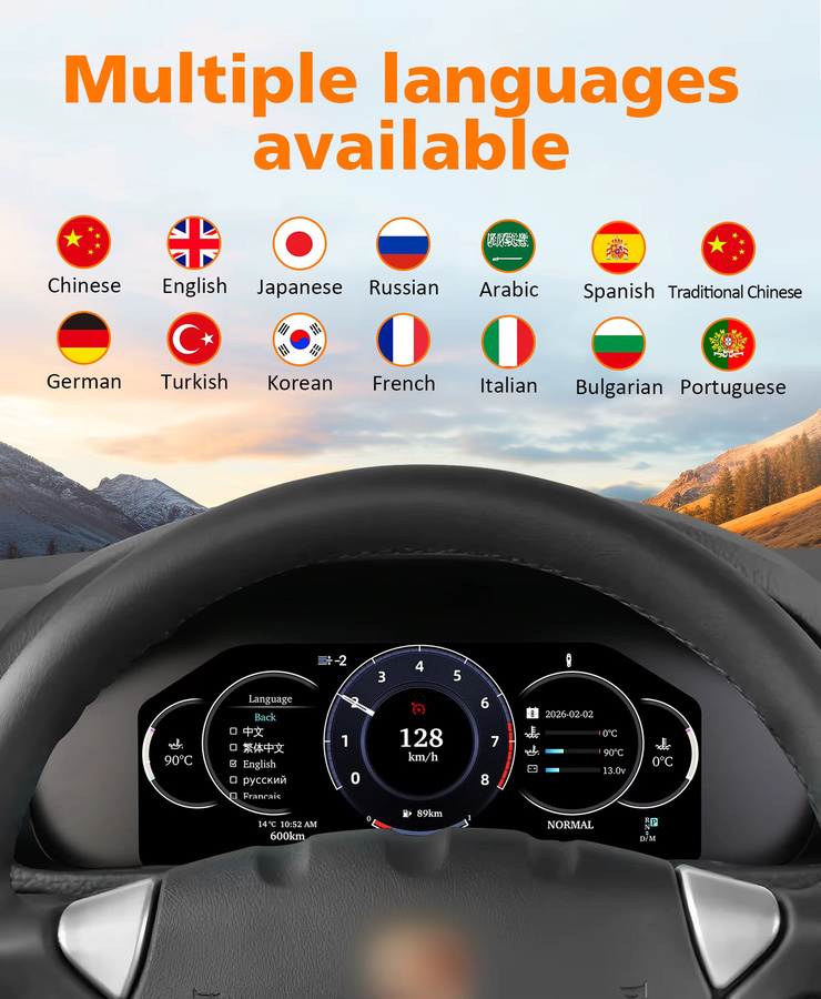 OSSURET Digitales Kombiinstrument 12,3 Zoll für Porsche Cayenne 2005-2009 mit HD-Bildschirm, Carplay und Android Auto, Schwarz - Bild 3