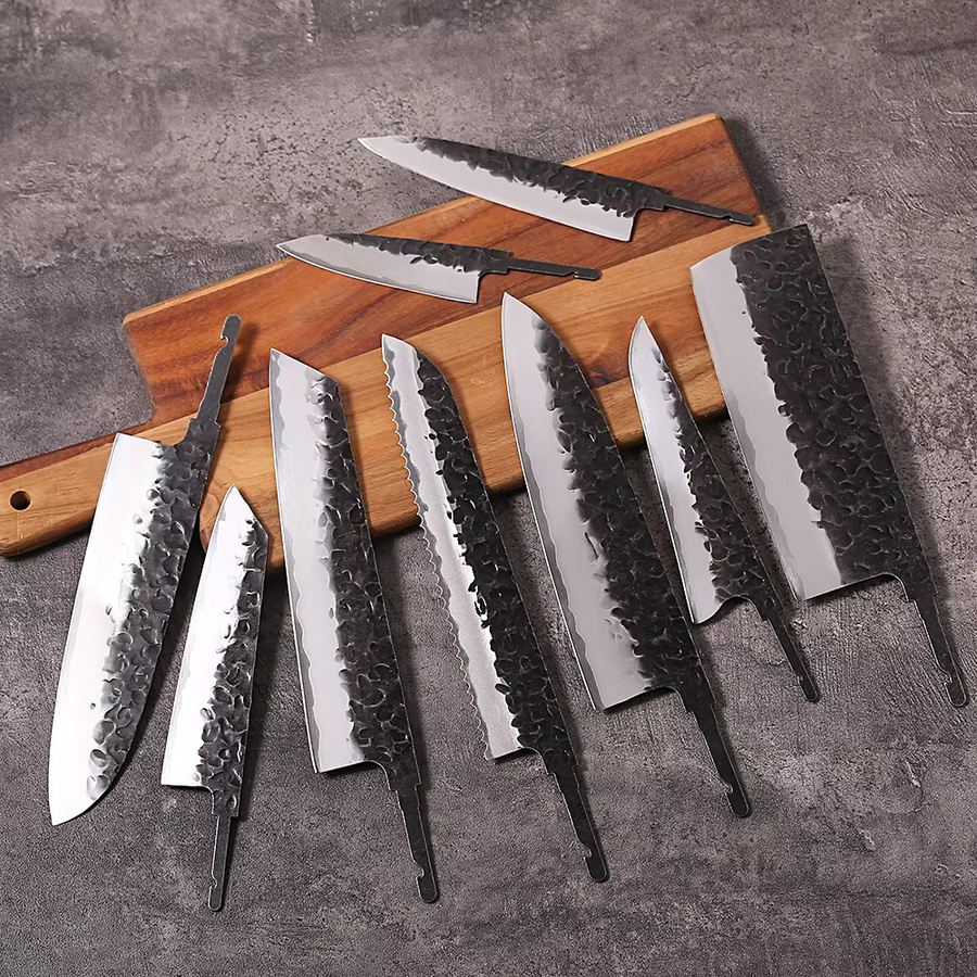 YIZEMA Japanisches Kochmesser aus handgeschmiedetem Edelstahl als DIY Blank Blade mit Full Tang in Silber - Bild 2