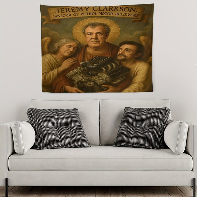 VIKAMA Jeremy Clarkson Parodie Wandteppich im Retro-Ölgemälde-Stil, Mehrfarbig, B: 60 cm, H: 40 cm - Bild 1