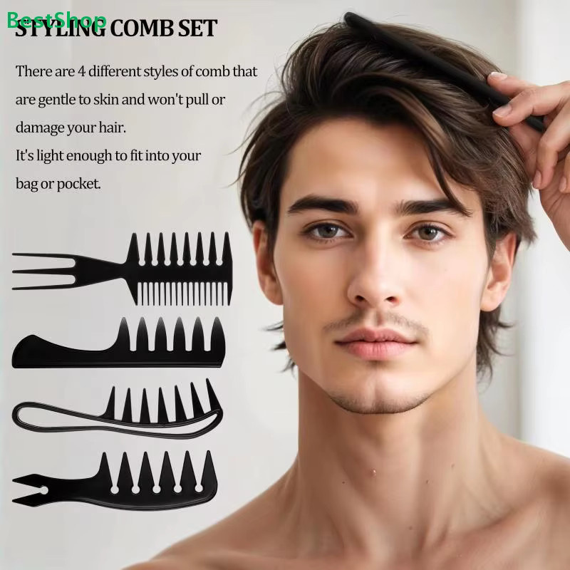 Retro Pomade-Kamm-Set für Herren, 4-in-1 Styling-Kämme - Bild 2