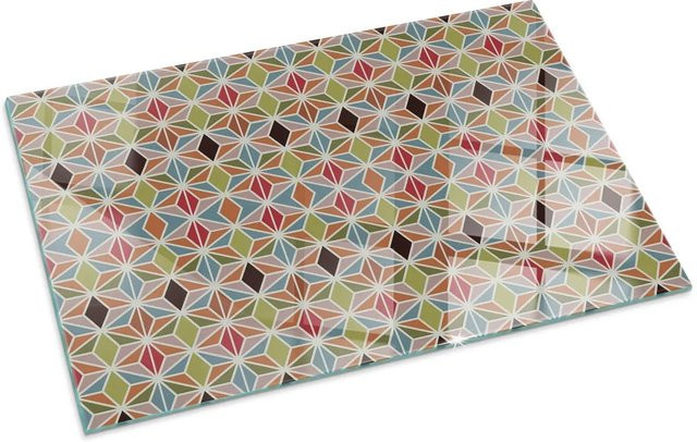 Tulup Glasplatte für Kaminöfen mit polygonalem Muster in Braun, B: 100 cm, H: 70 cm - Bild 1