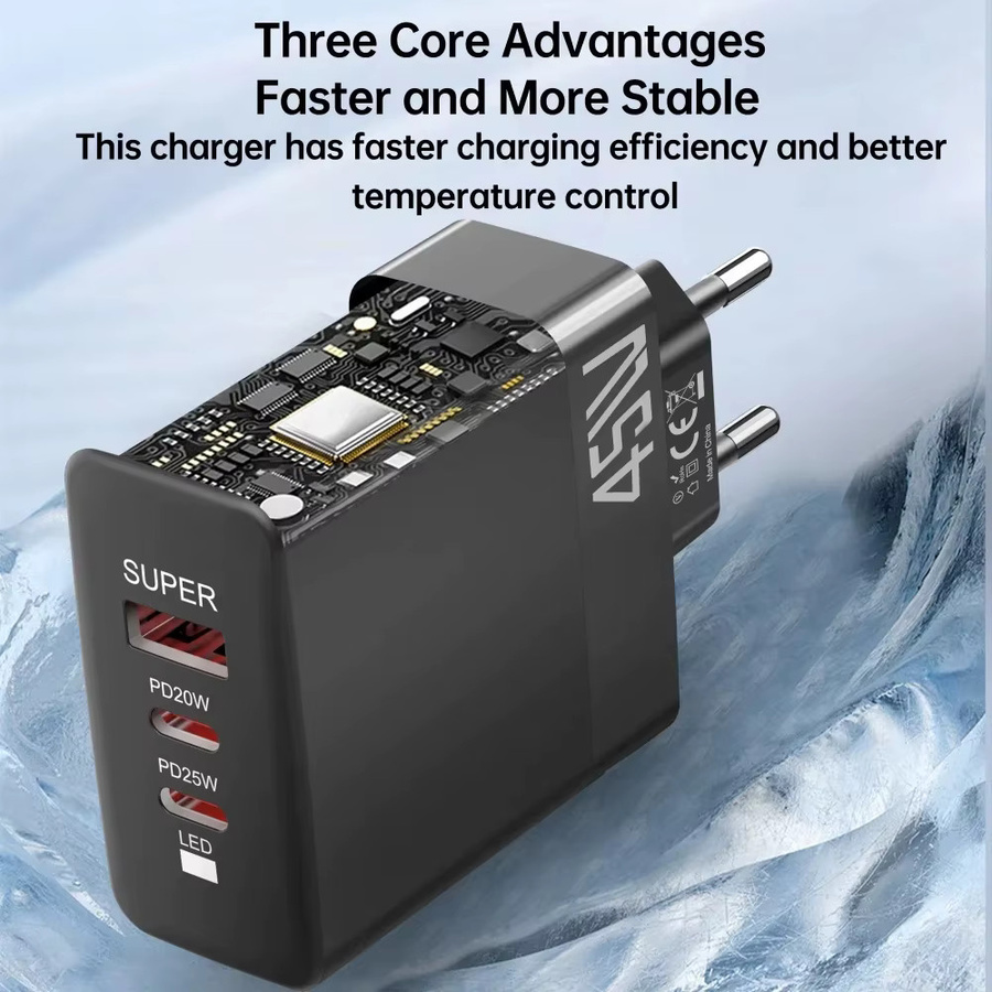 GUSEYEE 45W USB Wandladegerät mit 3 Ports, PD Schnellladegerät und QC 3.0 für iPhone, Xiaomi und Samsung - Bild 2