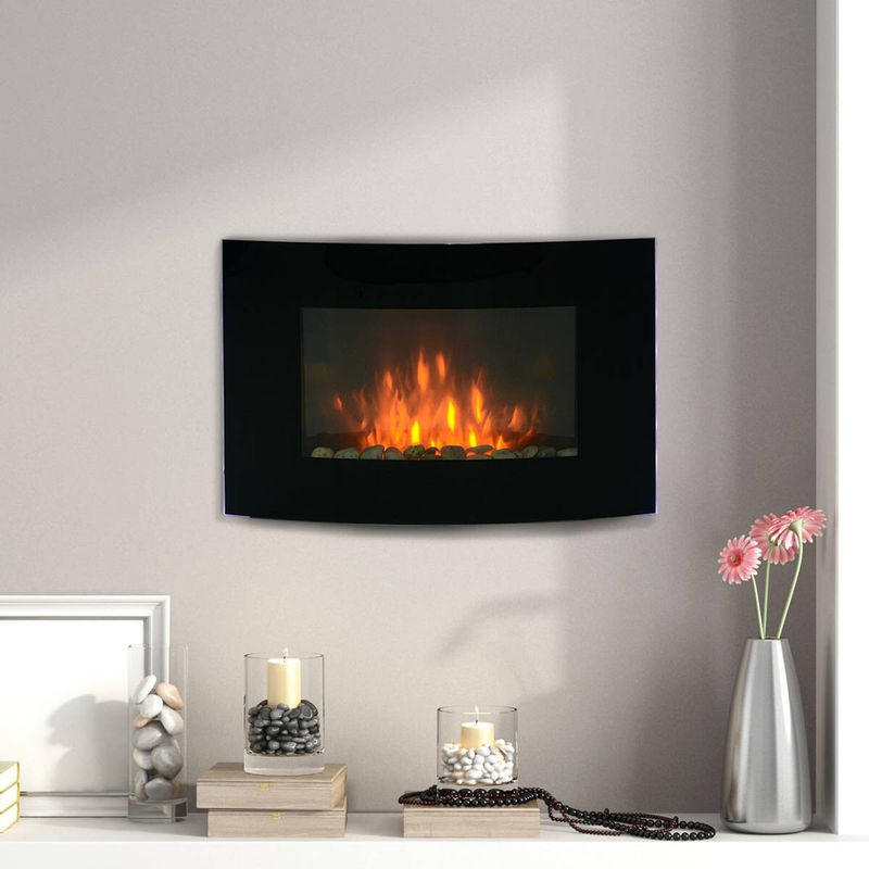 HOMCOM Elektrokamin in Schwarz mit Fernbedienung und Lichteffekten, moderner Wandkamin, B/H/T: 89,2 x 48 x 13,5 cm - Bild 2