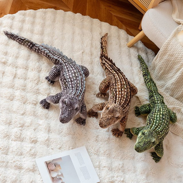 Langes Krokodil Plüsch Puppe Kissen, Braun/grün, Weiches Spielzeug - Bild 1