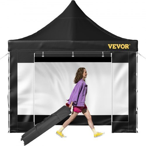 VEVOR Pop Up Canopy Tent Partyzelt mit abnehmbaren Seitenwänden und Rollkoffer Schwarz B/T: 304,8 x 304,8 cm - Bild 1