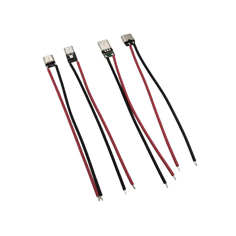 5 Stück LOCHEUK USB Typ C 2-Pin Stecker und Micro-USB Buchse DIY Ladeanschluss mit 10 cm Lötkabel 20AWG PVC - Bild 1