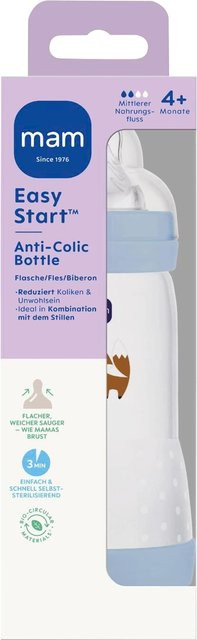 MAM Babyflasche Easy Start matt mit Anti-Kolik-Ventil, 320 ml, Blau-Weiß - Bild 1