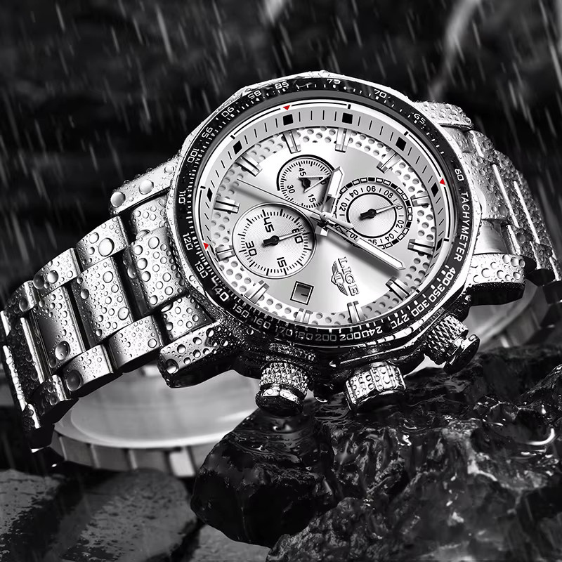 LIGE Armbanduhr Quarz, Edelstahl, Silber, Herren - Bild 3