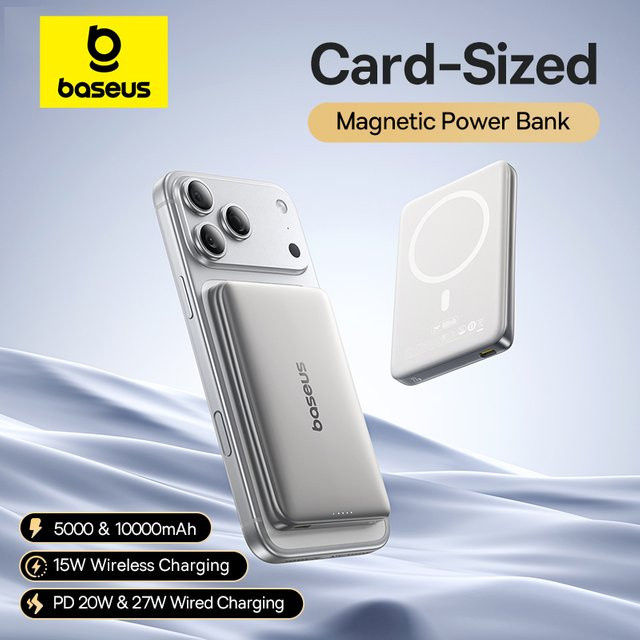 Baseus Magnetische Powerbank 10000 mAh mit PD 27 W in Pink - Bild 1