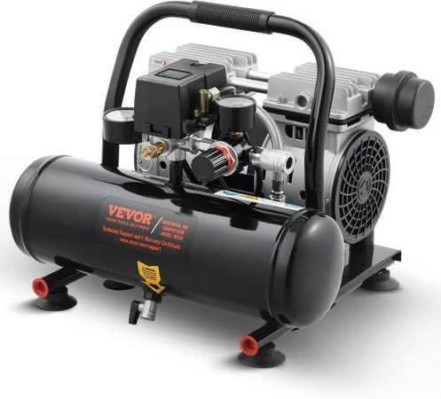 VEVOR Ölfreier Luftkompressor mit 1 Gallone Stahltank, 1 PS, 1,5 CFM, 7 Bar und max. 120 PSI, ultraleise 68 dB, Schwarz