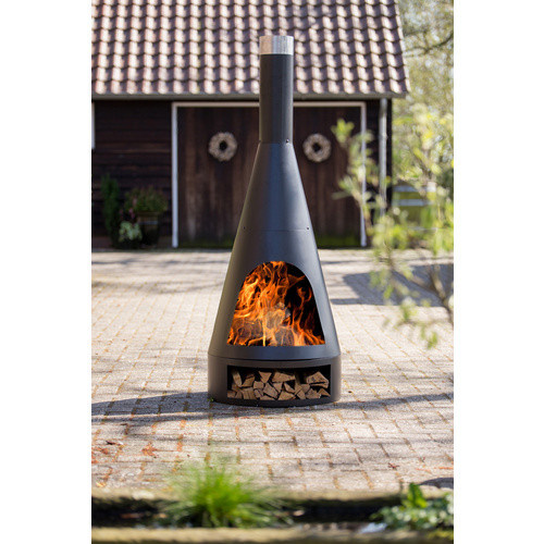 Redfire Gartenkamin Kingston Medium in Schwarz aus Stahl, B/T/H: 36 x 43 x 125 cm - Bild 3