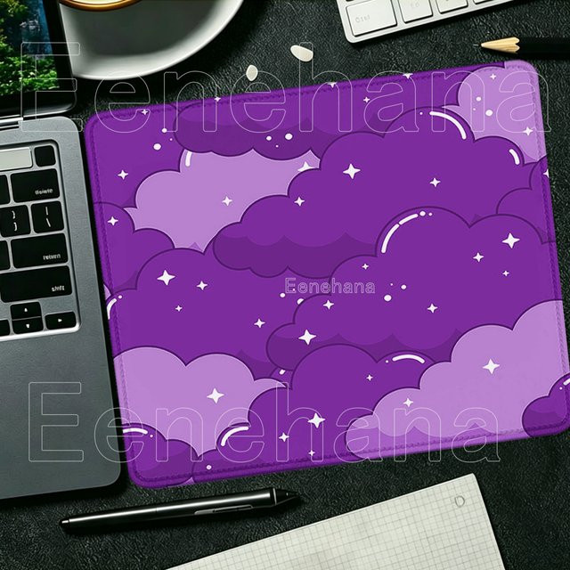 Eenehana Mauspad mit Wolken im Kawaii-Cartoon-Design, Schreibtischunterlage aus Gummi mit HD-Druck, B/B: 45 x 40 cm - Bild 1