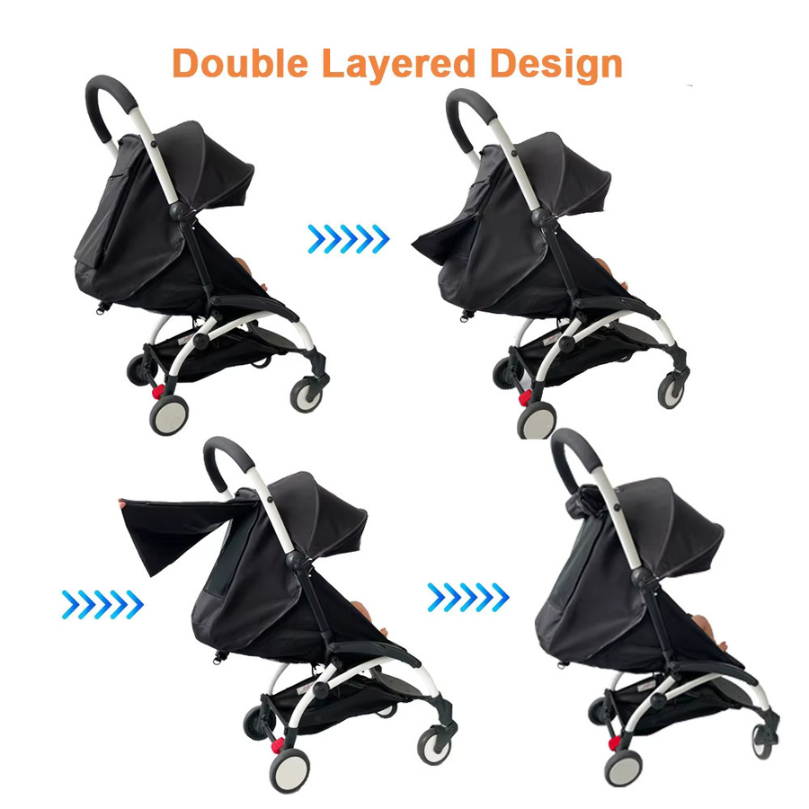 Mom Tan Sommer-Verdeck für YOYO 2 Kinderwagen mit aufklappbarem Rückspiegelfenster, schwarz, wasserdicht - Bild 5