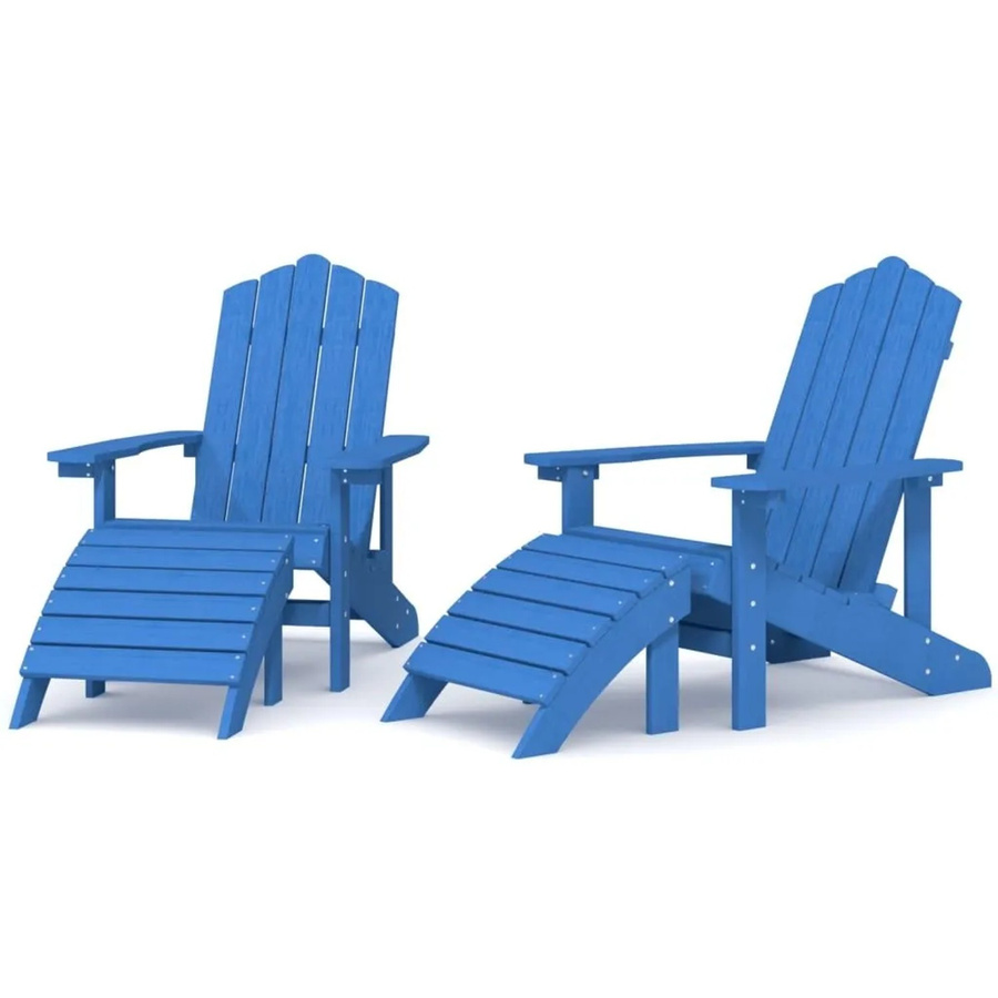 Furnicato Adirondack Gartenstuhl Set mit Hockern aus HDPE in Aquamarin Blau - Bild 2