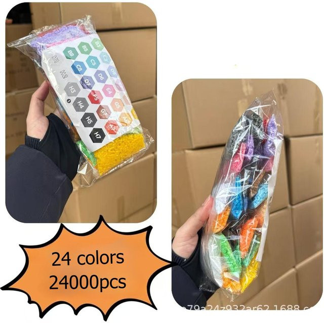Binchi Fitness Mini-Bügelperlen Pixel-Puzzle, 24 Farben, weiß, ab 14 Jahren - Bild 1