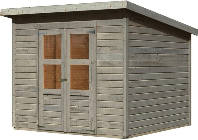 Karibu Gartenhaus Vellinge aus Massivholz Fichte in Grau mit Pultdach B/T/H: 219 x 238 x 240 cm - Bild 1