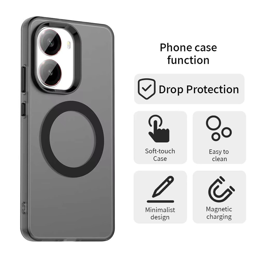 Magnetische kabellose Schutzhülle für Xiaomi Mi Poco X5 X6 X7 Pro M6 F6 Pro C75 C61 C65 in Transparent und Schwarz - Bild 4