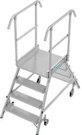Fahrbare Podestleiter Krause Stabilo Professional aus Aluminium in Silber, 2 Stufen, Plattform B: 60 cm, T: 70 cm, Arbeitshöhe: 300 cm - Bild 1