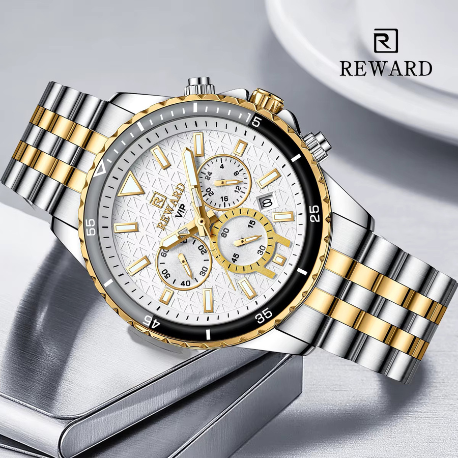 REWARD Armbanduhr Quarz, Edelstahl, Gold, Herren - Bild 2
