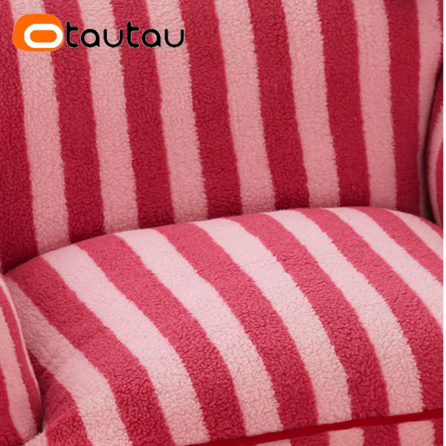 Otautau Sitzsack Sessel mit Streifenmuster aus weichem Fleece für Erwachsene, Schwarz-Rosa - Bild 3